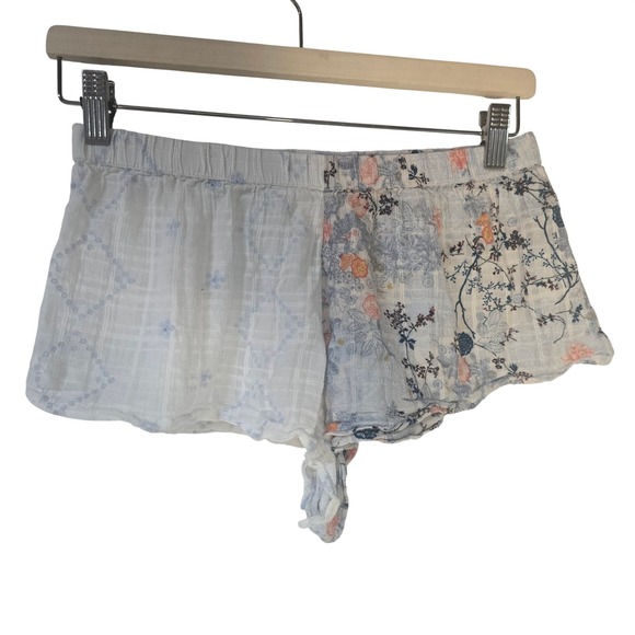 Anthropologie Other - Anthropologie Sleep Shorts Women XS Blue White Floral Cotton Gauze Boho